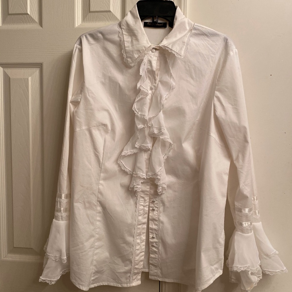 Lovely long sleeve ruffle front blouse